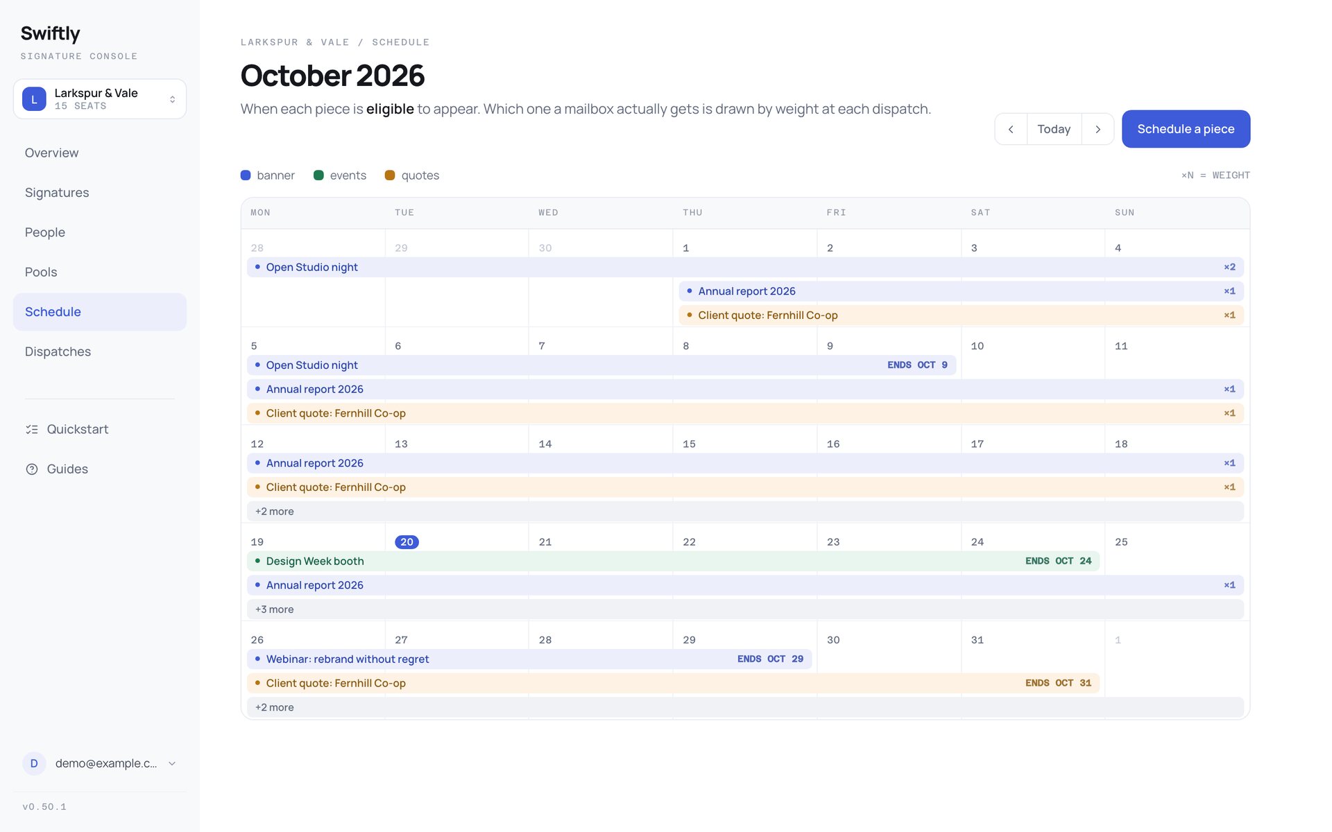 Rotation schedule
