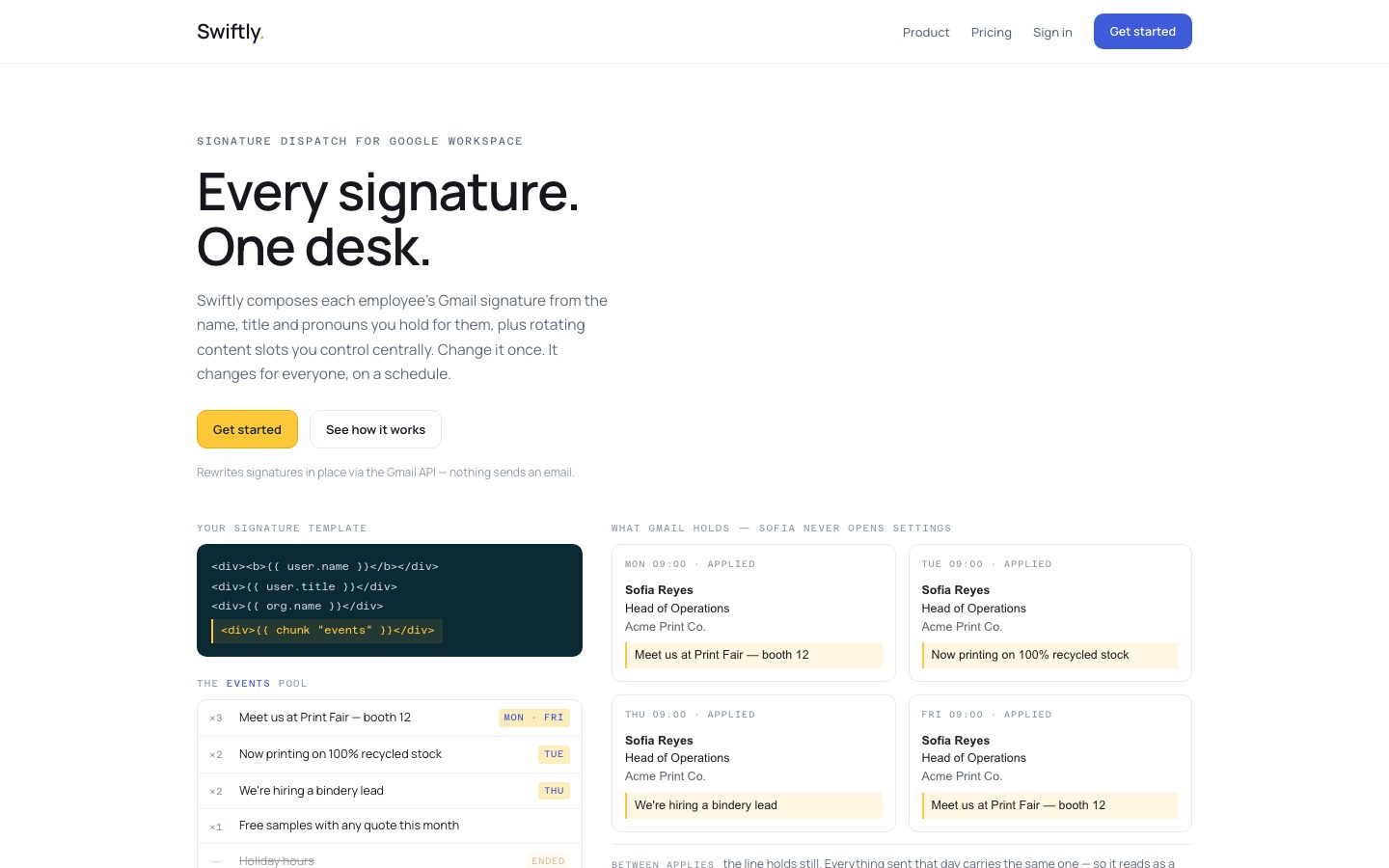Swiftly home page